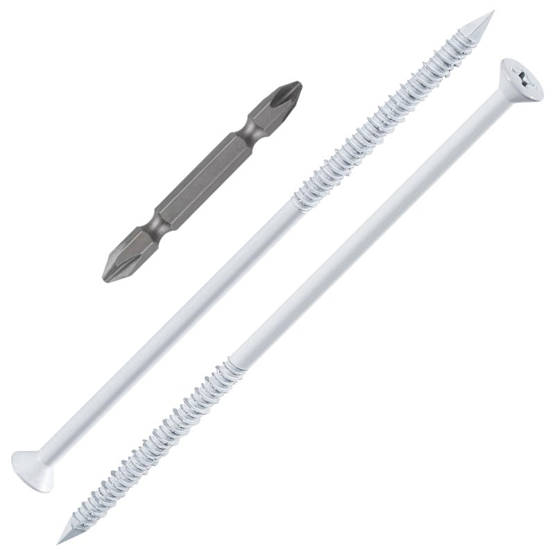 WenSilon(30 PCS) 1/4"" x6 White Concrete Screw Anchor White Flat Head for Anchoring to Masonry, Block or Brick Stucco - Image 1